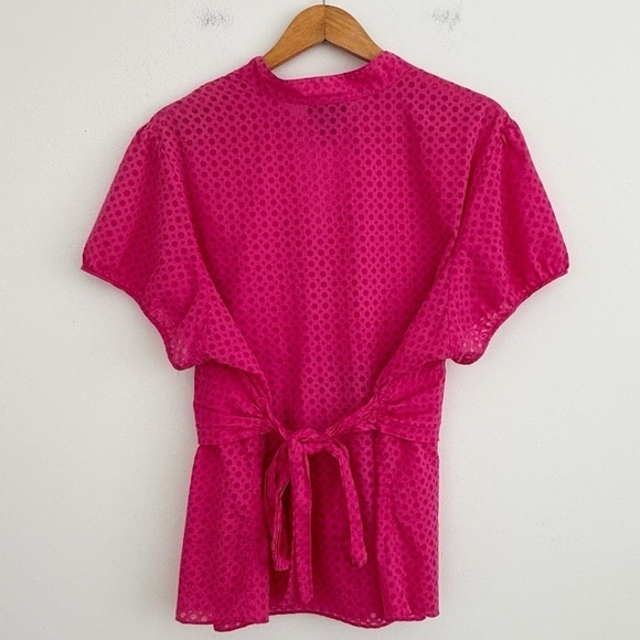 Lane Bryant Pink Boho Polka Dots Button Up Top Size 22/24 - Picture 6 of 12